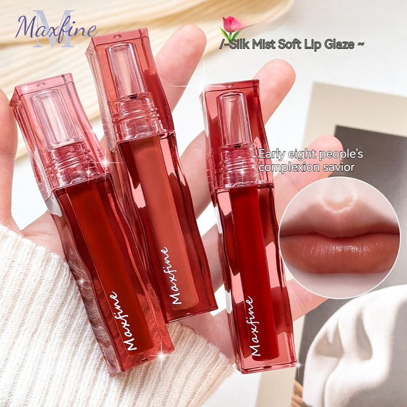 Maxfine Son bóng dưỡng ẩm mềm sương Son bóng Son môi nhung sương mù môi lì bùn màu bền phát triển son môi