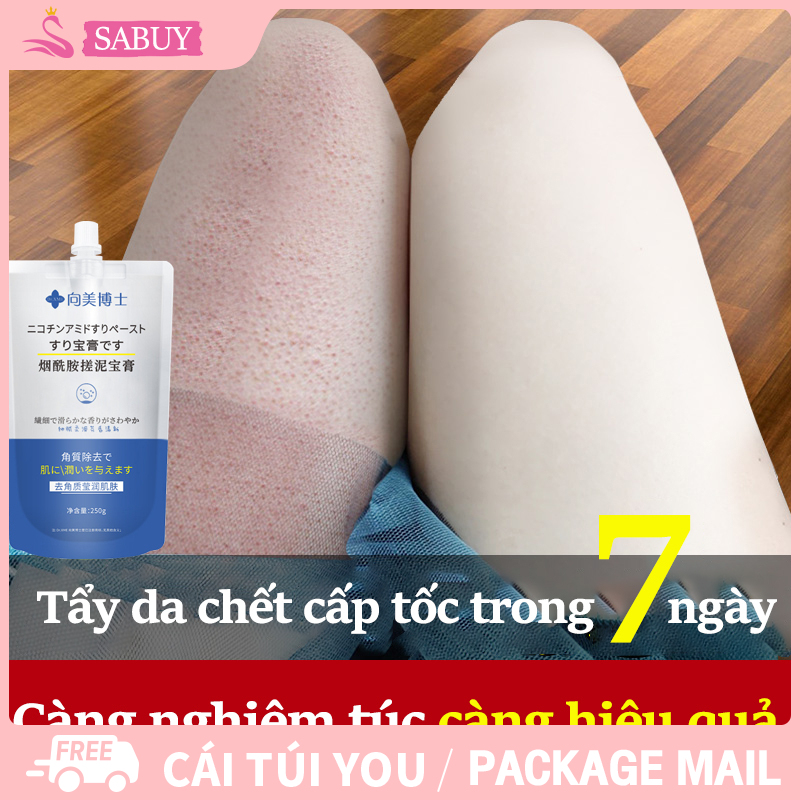 Tẩy tế bào chết toàn thân Niacinamide trắng da 250g, tẩy da chết nổi da gà, làm sạch sâu, dùng được toàn thân