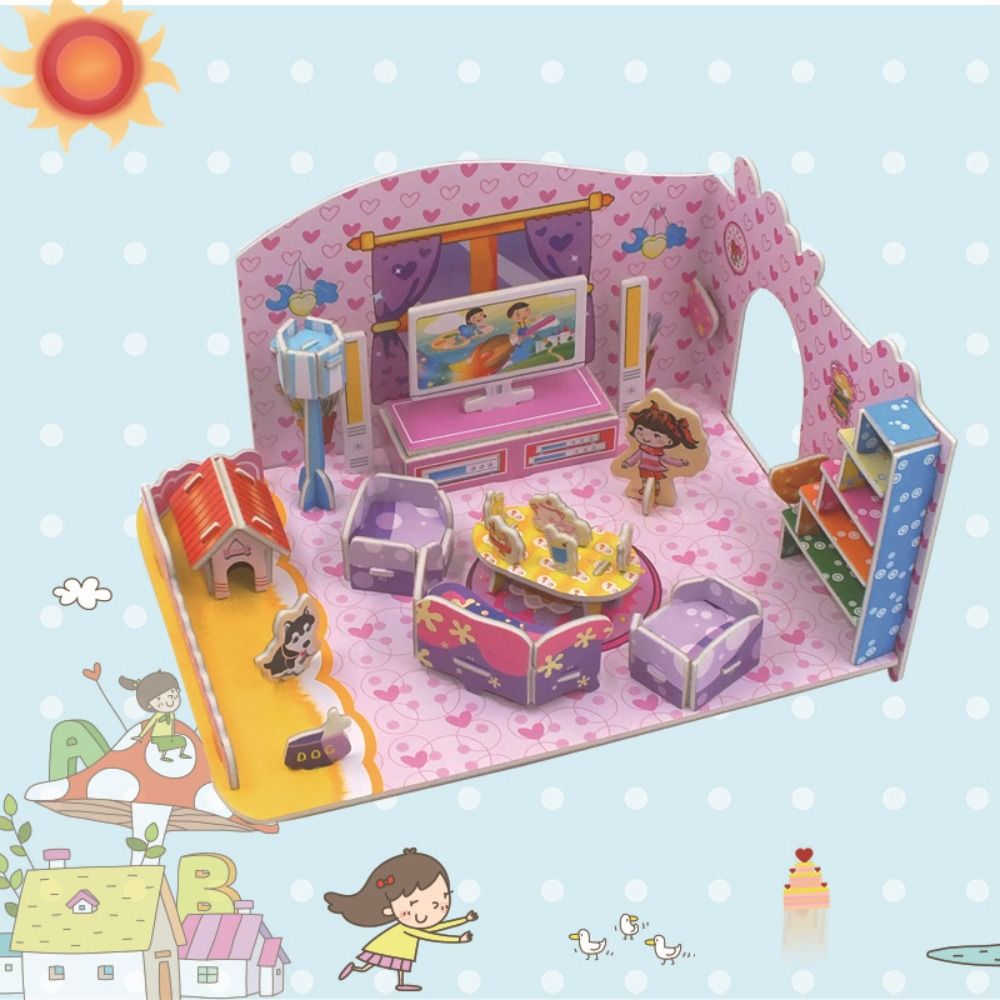 CGGUE Kitchen 3d Puzzle Dollhouse Room Bedroom Living Room Pretend Play