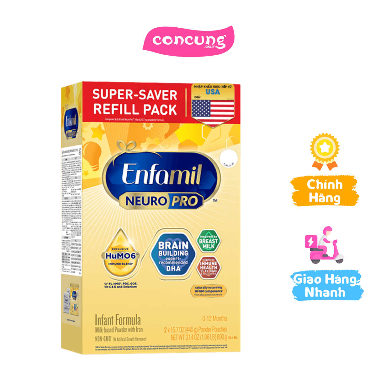 Enfamil NeuroPro Infant Formula 0 - 12 tháng 890g (hộp giấy)