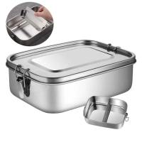 Gaosu stainless steel lunchbox Rectangular 304 Stainless Steel Lunch Box Separated Removable Partitions Fresh-keeping Box Kitchenware with Sealing Strip Food Container Camping