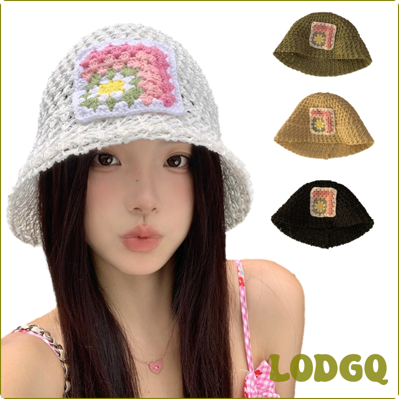 [LODGQ Knit Flower Bucket Hat for Woman Breathable Color Matching Weaving Wide Brim Bucket Hat Adult Teens Summer Fisherman Cap N2UE ☆ ราคา  29,981 บาท*ส่งฟรี
