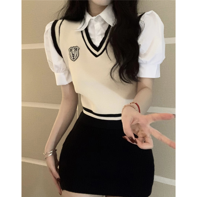DUOHANZI Áo Sơ Mi Đen Phụ Nữ đứng đầu áo phông ngắn tay