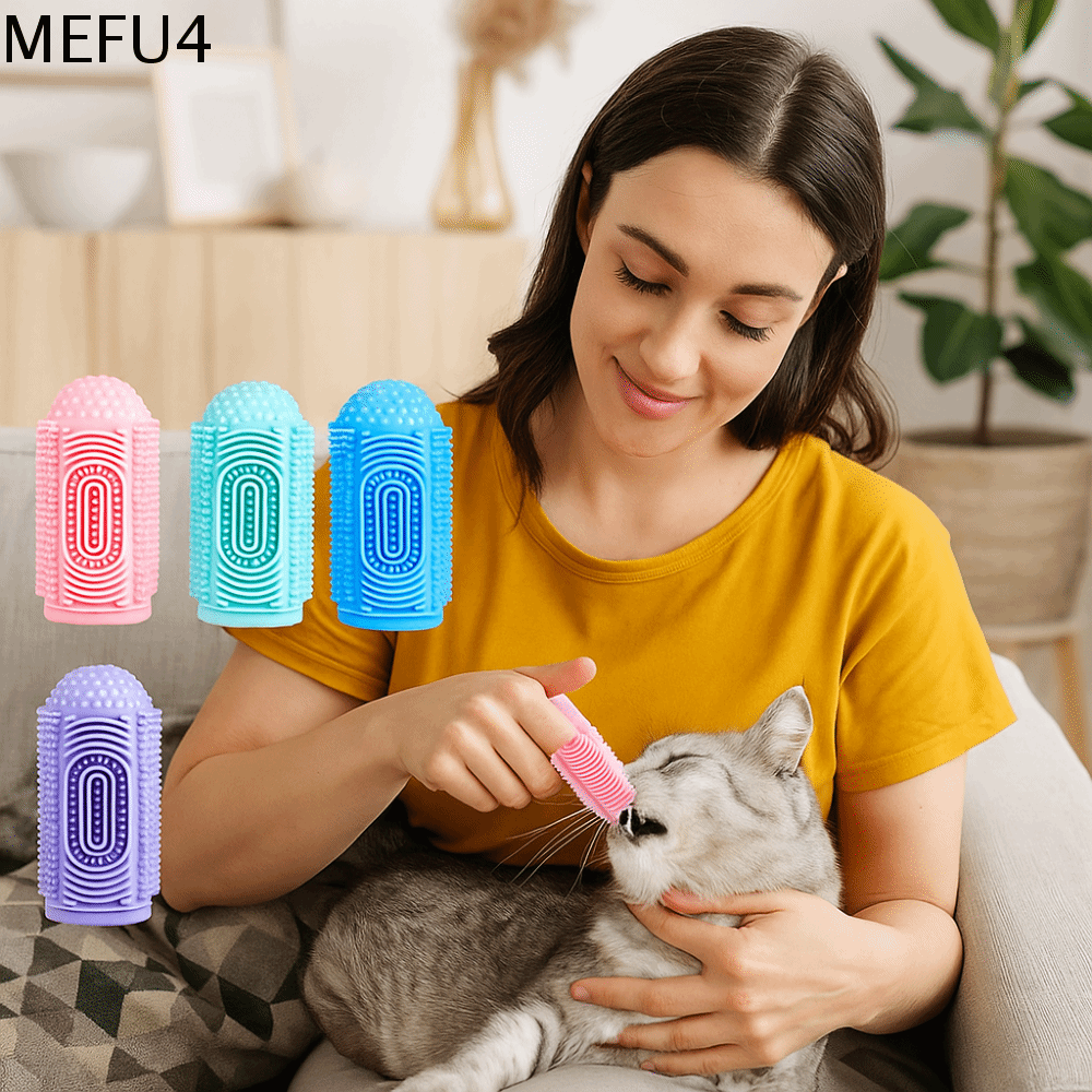 MEFU4 4pcs/set Chống cắn Găng tay cho thú cưng Đầy màu sắc Silicon Dụng cụ vệ sinh răng miệng Thực tế Thoải mái Bàn chải đánh răng cho chó Dành cho mèo và chó