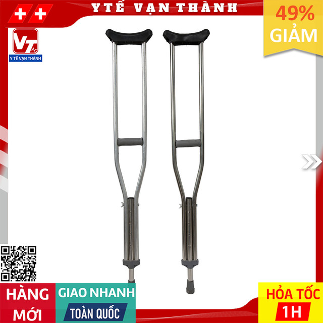 ✅ Nạng Chống Nách Đức Cường (Inox) | Siêu bền - Tăng Giảm Chiều Cao -VT0459 - Y Tế Vạn Thành