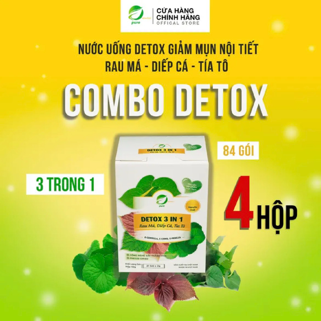Detox 3 in 1 - bột rau má diếp cá tía tô eherbal