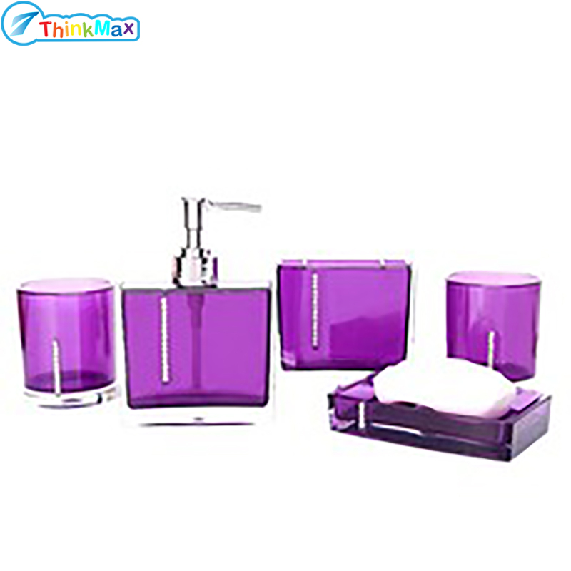 Bathroom Accessories Set 5 Pcs Acrylic Bathroom Set, Housewarming Gift Set, Lotion Bottle, Soap Dish, Toothbrush Holder, 2 Toothbrush Cup ราคา 477 บาท*ส่งฟรี