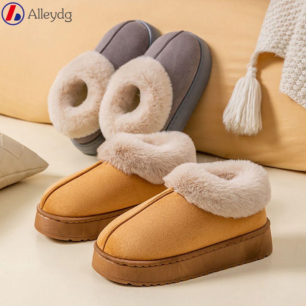ALLEYDG Đồ nhồi bông Giày tuyết Mềm mại Lông thú giả Đôi dép mềm  Ấm áp Giày cotton Mùa đông