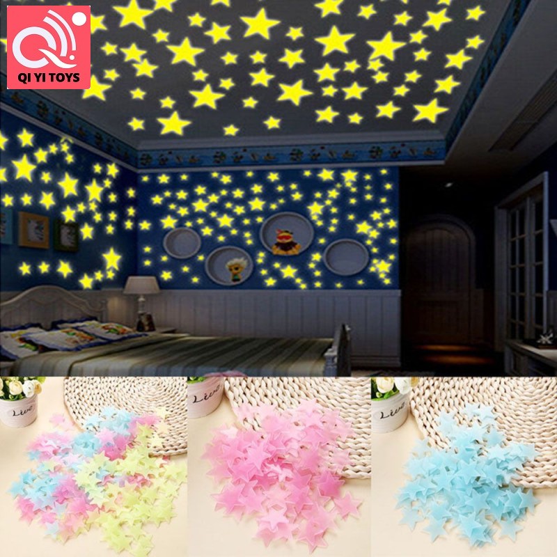 100PCS Stars Glow in the Dark Kid's Bedroom Corridor Ceiling Fluorescent Wall Stickers Home Decor