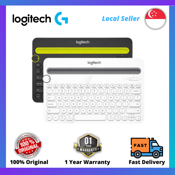 Logitech K480 Bluetooth Wireless Keyboard Multi-Device Keyboard with Phone Tablet Holder Slot (White/Black) Singapore