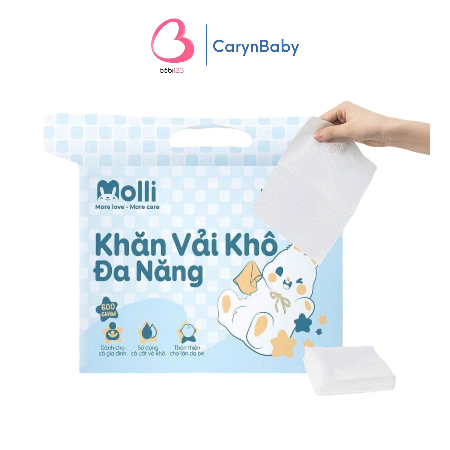 Khăn Giấy Khô Molli 600g, Không Mùi, Không Xù Lông, Mềm Mại, Bảo Vệ Da Nhạy Cảm Của Bé Bebi123shop