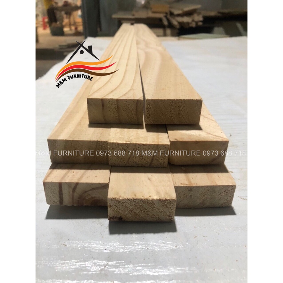 [MM028] Combo 5 thanh gỗ thông 4x2cm dài 50cm láng mịn 4 mặt