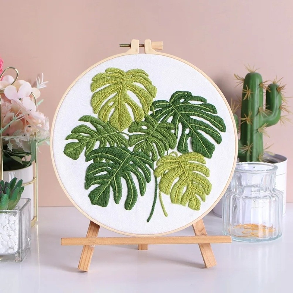 ZEFUVA Vòng thêu Bộ dụng cụ thực hành thêu Chỉ Đục Bộ dụng cụ thêu cây Đồ thủ công tự làm Bộ dụng cụ thêu Dành cho người bắt đầu