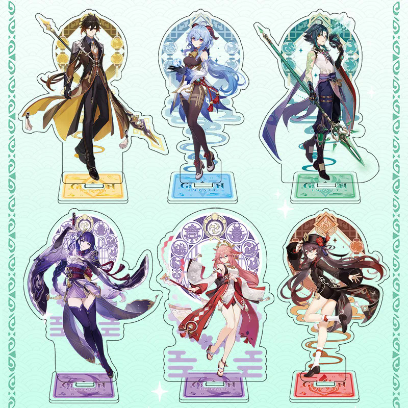 Anime Genshin Impact Stand Mẫu Tấm Kunikuzushi Morax Kaeya Xiao Hu Tao Tartaglia hoạt hình Acrylic Cosplay đồ trang trí bàn Đứng