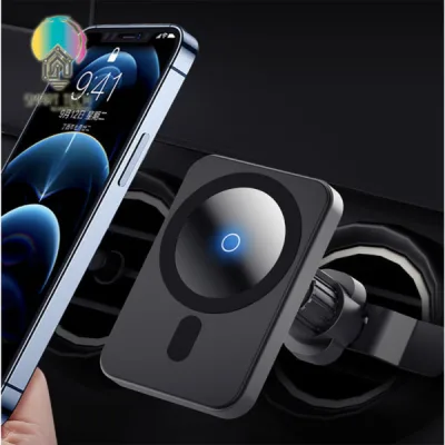 (Local Stock) 15W Magnetic Magsafeing Wireless Car Charger Mount for iPhone 12 Pro Max Magsafe Fast Charging Wireless Charger Car Phone Holder Unique Telescopic Mount Air Vent