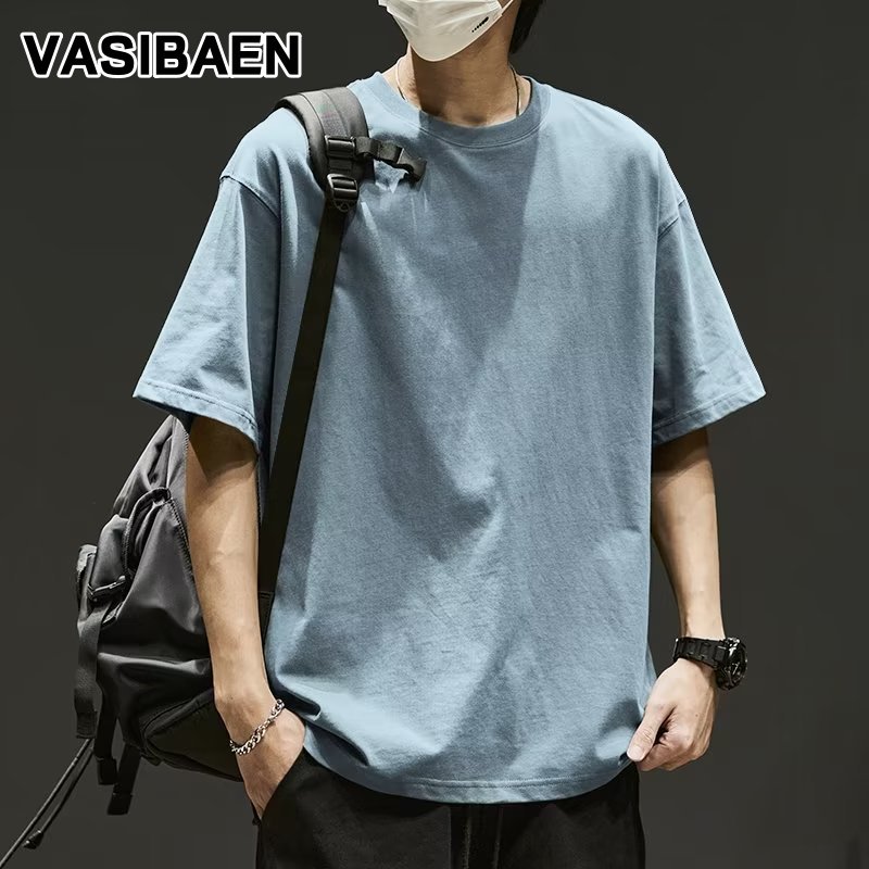 VASIBAEN Men's T-shirt, casual, solid color, round neck, short sleeve top, comfortable and breathable