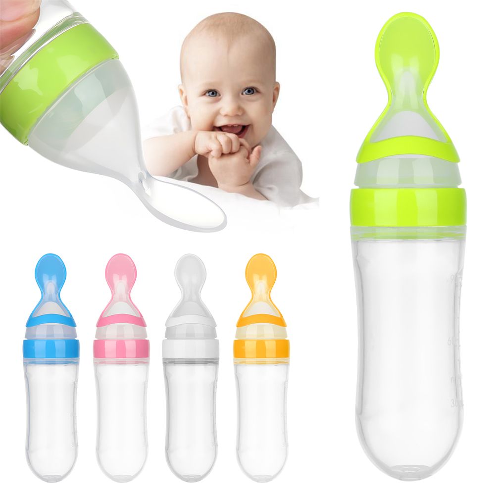 FLOWERF Baby Kid Silicone Sự an toàn Food Rice Feeder Với Muỗng Bình cho ăn Bình sữa