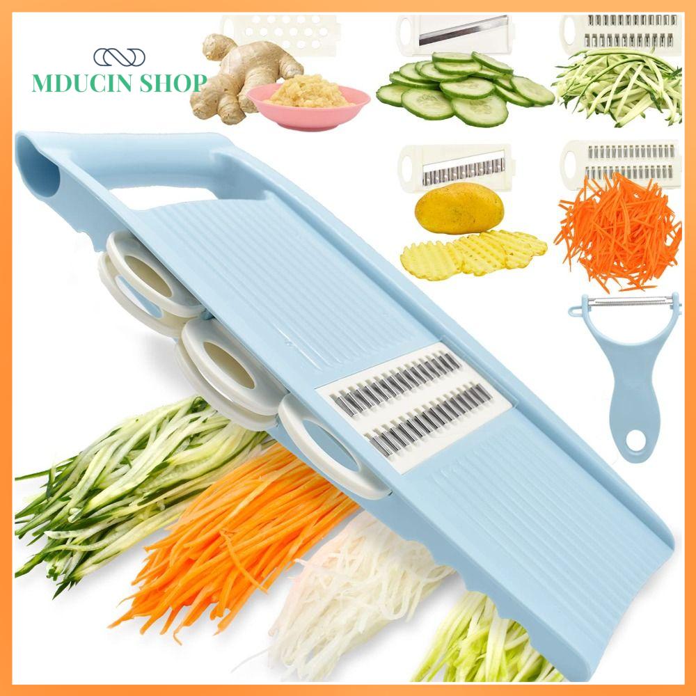 MDUCIN SHOP Thép không gỉ Máy cắt lát Mandoline Có thể điều chỉnh 5 trong 1 Máy cắt sợi Julienne Đa chức năng Thiết bị công nghệ Dao gọt rau củ Bếp