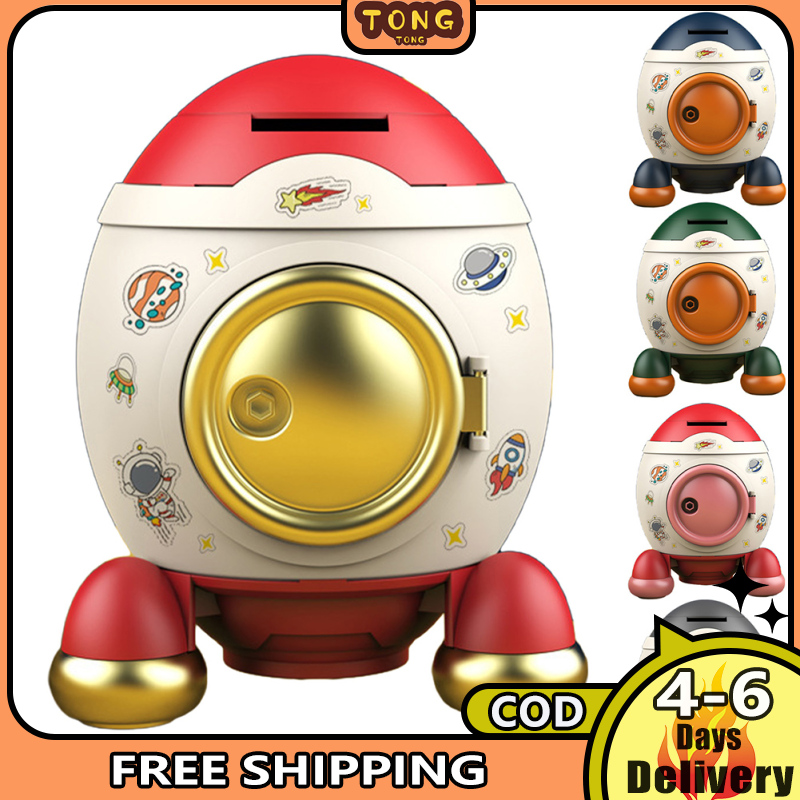 TK Piggy Bank For Kids Cute Rocket Shape Piggy Bank With Sticker Key