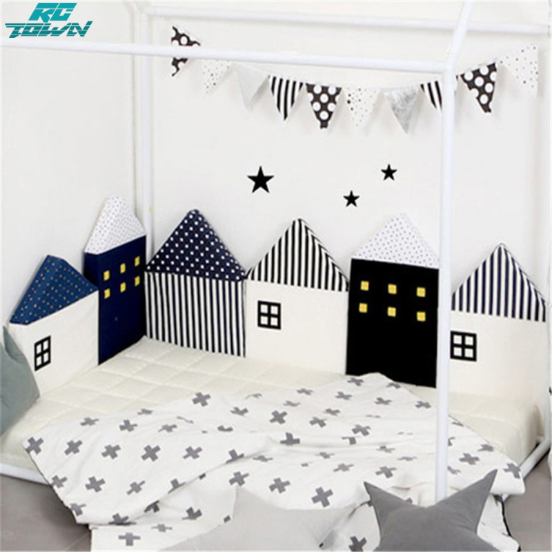 Baby Cute Crib Bumper Nordic Small House Bed Cushion Protector Infant Cot Around Pillows BabyRoom Decor For Girl Boy ราคา 789 บาท*ส่งฟรี