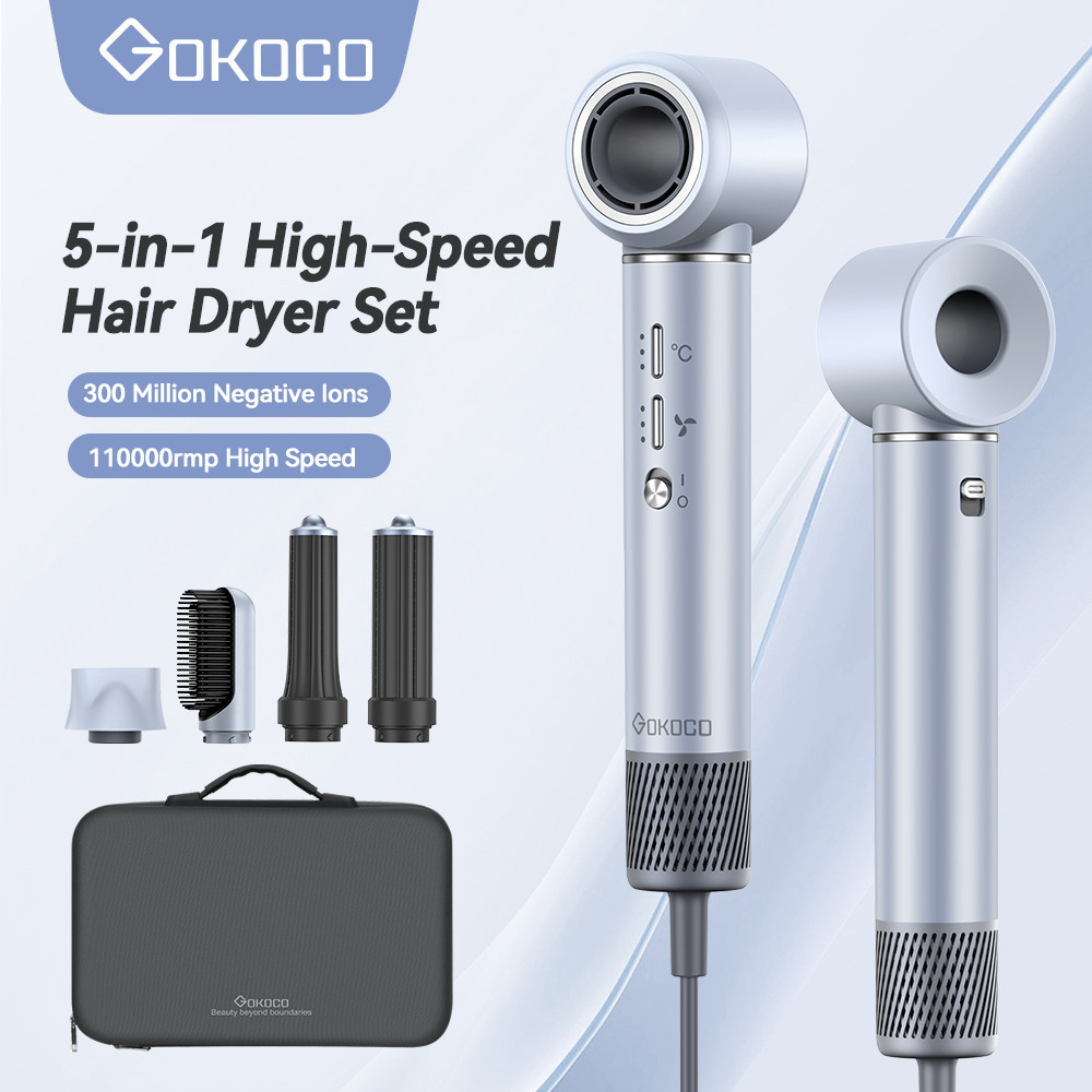 GOKOCO S1 Pro 5 in 1 High-speed hair dryer set เตารีดดัดผมอัตโนมัติ, สิ่งประดิษฐ์, หวียืดผม, ไอออนลบ, ไม่มีความเสียหาย, ดัดผม, ตรง, ไม้กายสิทธิ์ดัดผมไฟฟ้าคู่, จัดแต่งทรงผมติดทนนาน ราคา 1,673 บาท*ส่งฟรี