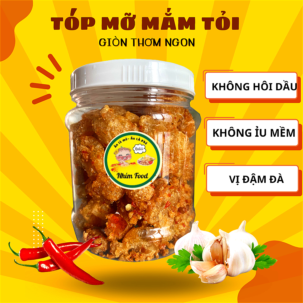 Tóp mỡ mắm tỏi NHIMFOOD 100gr thơm ngon giòn không hôi dầu