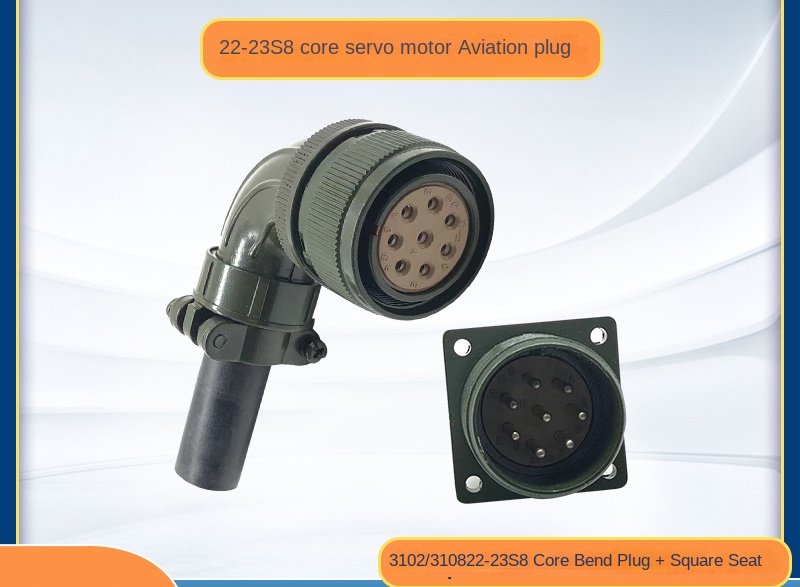 MR-PWCNS13108, 22-23S | Đầu Nối Chuyên Dụng Cho Động Cơ Servo Mitsubishi, Yaskawa, 8 Chân - đầu cong + cắm vuông