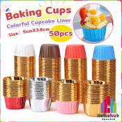 HB 50Pcs Colorful Aluminum Foil Cupcake Liners for Baking