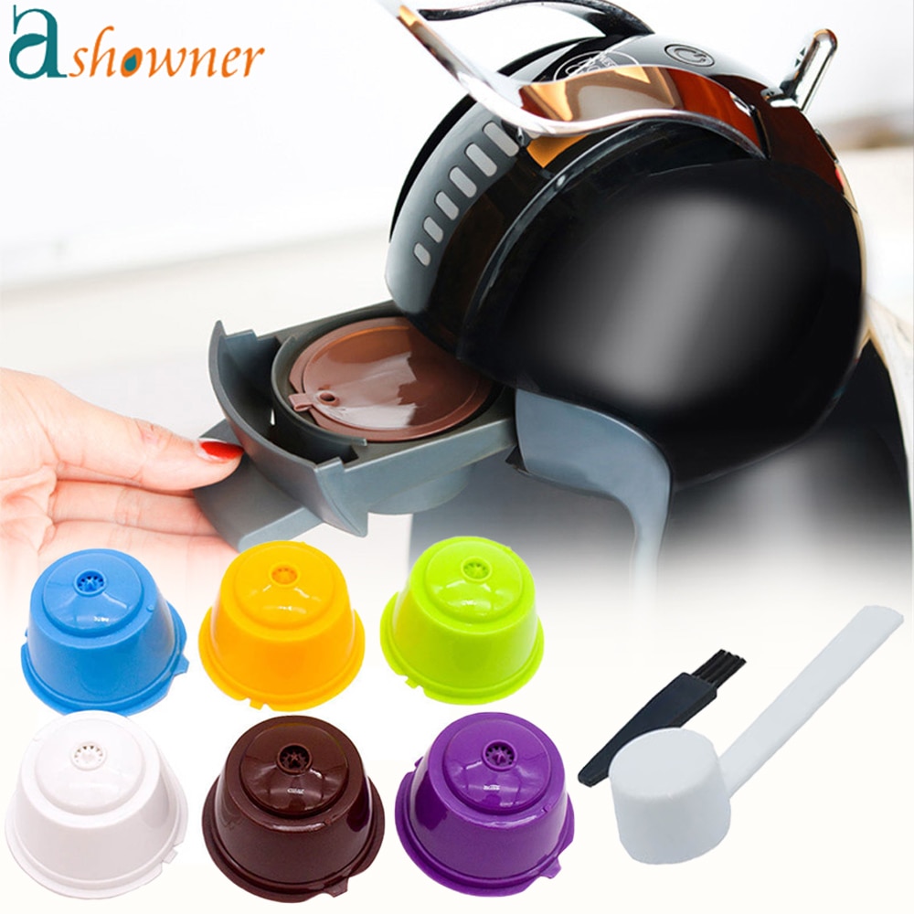Reusable Coffee Capsule Filter Cup For Nescafe Dolce Gusto Refillable Caps Spoon Coffee Strainer Tea Basket Kitchen Accessory