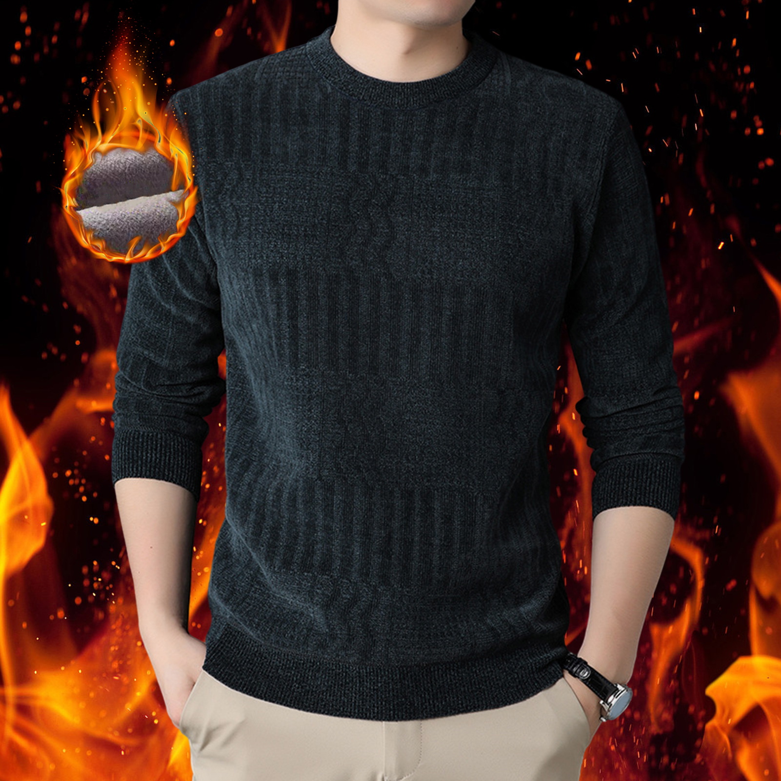 Herren Strickpullover Warm Und Gemütlich Unifarben Für Männer_voghion.com