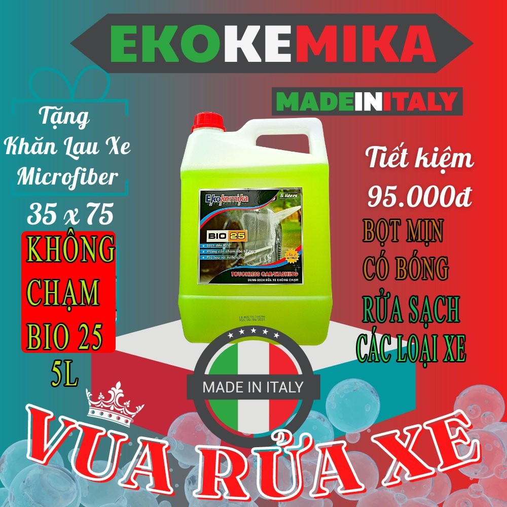 Dung dịch rửa xe không chạm Ekokemika Bio 25 - 5 Lít Có Bóng Bọt mịn phù hợp các loại xe