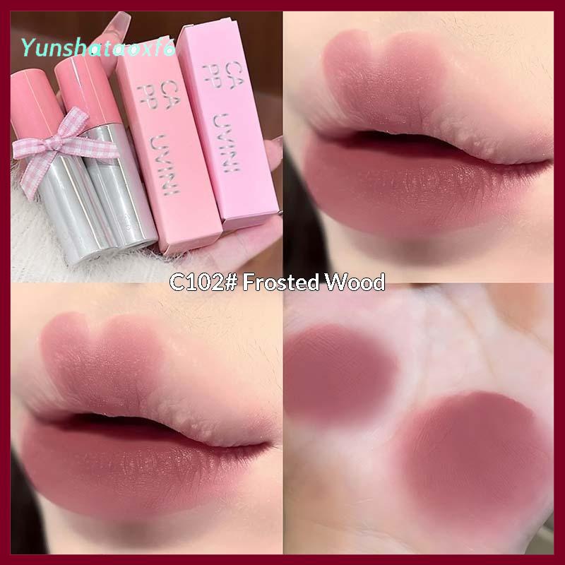 yunshataoxf Cappuvini nhung mềm môi men ánh sáng lung linh đào lỏng Son môi không thấm nước dễ dàng để mặc môi bùn kéo dài môi tint không dính cup trang điểm - 4