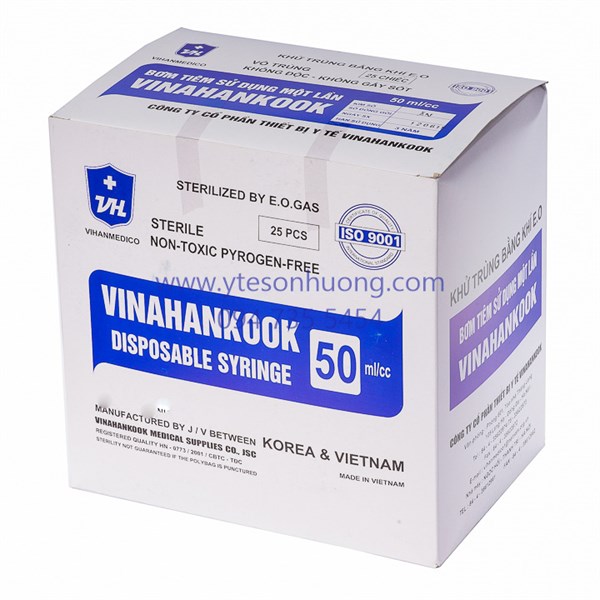 Bơm tiêm Vinahankook 50cc - Cho ăn Xi lanh sử dụng 1 lần vinahancook 50ml