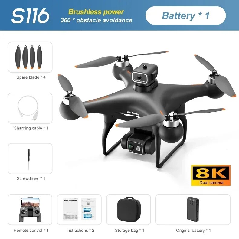 NewMới chuyên nghiệp 8K WIFI FPV Camera GPS 360 ° tránh chướng ngại vật Brushless Motor RC Quadrotor