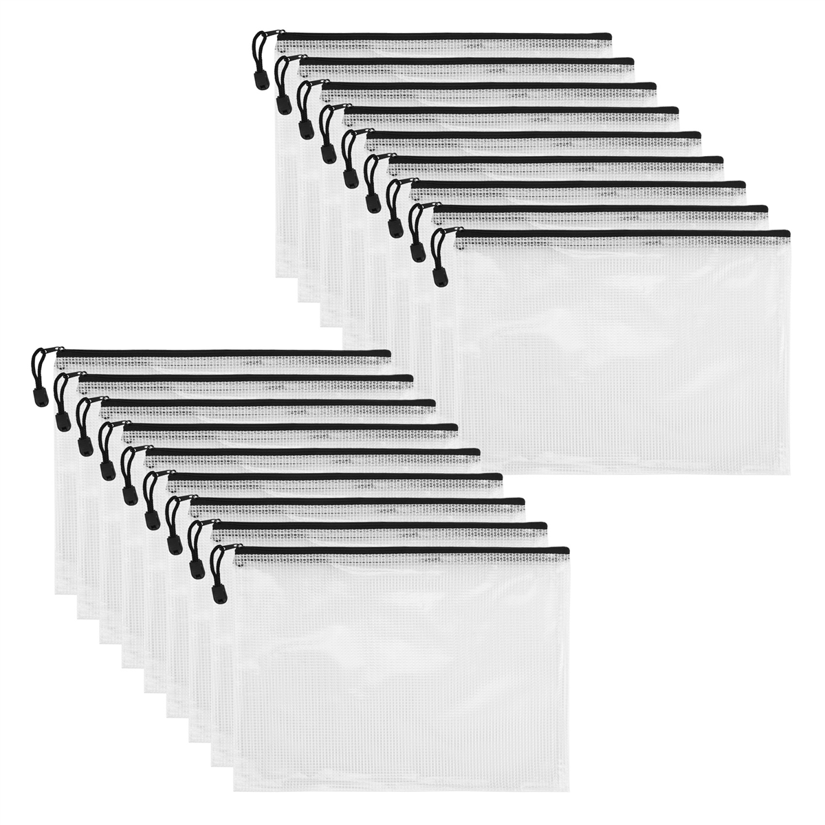 (MQOY) 18 Pack Mesh Zipper Pouch Document Bag 4A Waterproof Document Pouch for School Office Supplies, Organizing Storage