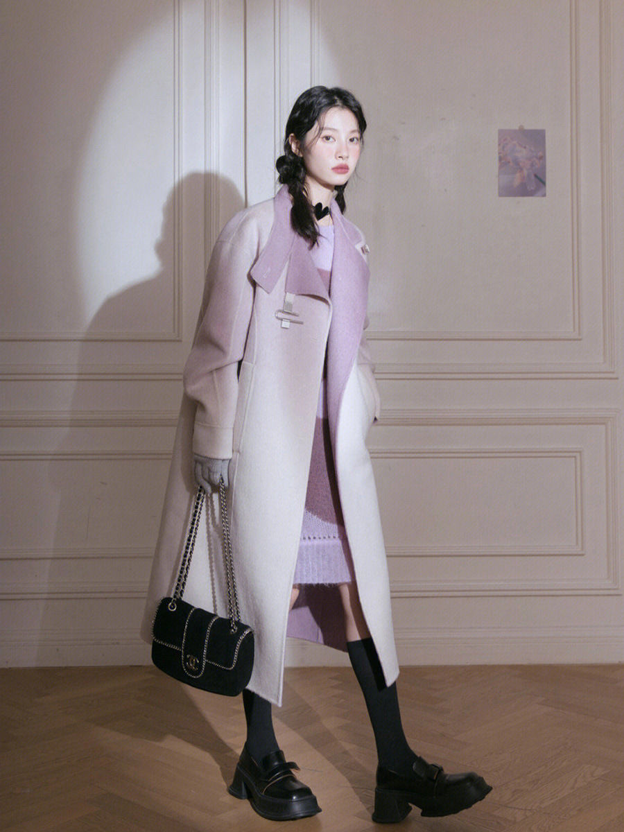 Màu tím áo khoác len lỏng Áo khoác mùa đông phụ nữ len casơmia Hàn Quốc Cardigan