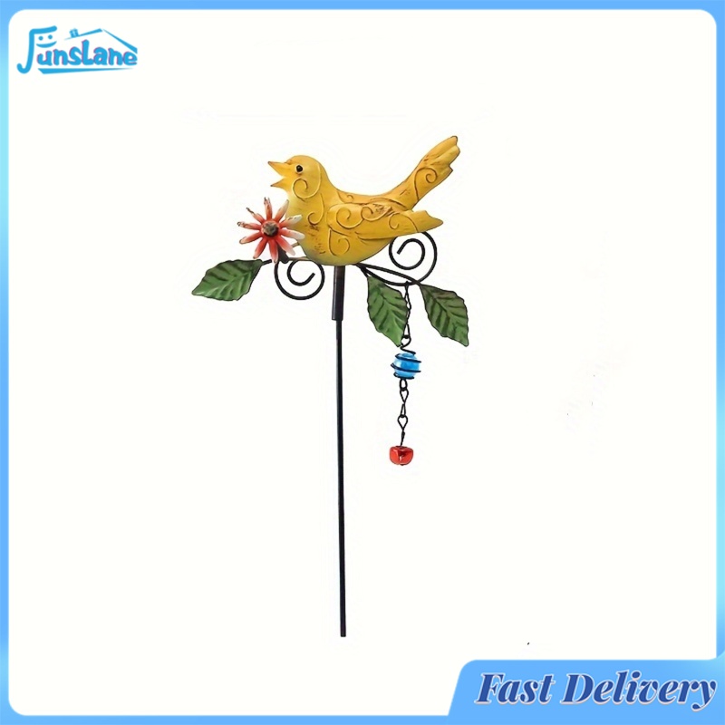 FunsLane Metal Bird Garden Stake With Leaf And Flower Decorations, Bird Statue For Outside, Spring Connection Bird Gifts, Outdoors Garden Backyard Church Hanging Decor ราคา 166 บาท*ส่งฟรี