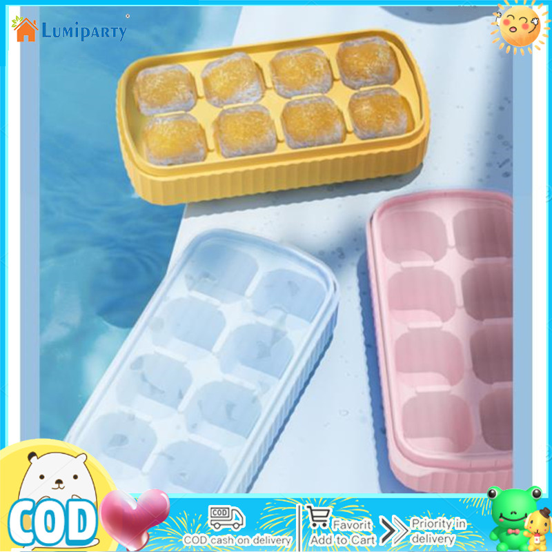 Household Silicone Ice Cube Mold With Dustproof Cover Ice Cube Tray Fruit Ice Cream Mould ราคา 36 บาท*ส่งฟรี
