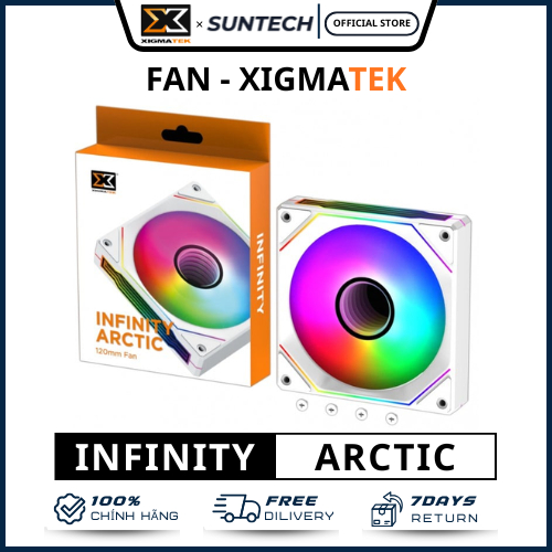 Quạt Tản Nhiệt Case Xigmatek Infinity Arctic (EN44571) - 12cm, Trắng, LED RGB Fixed, Gương Vô Cực Giá 84,000 Đồng*Miễn phí vận chuyển