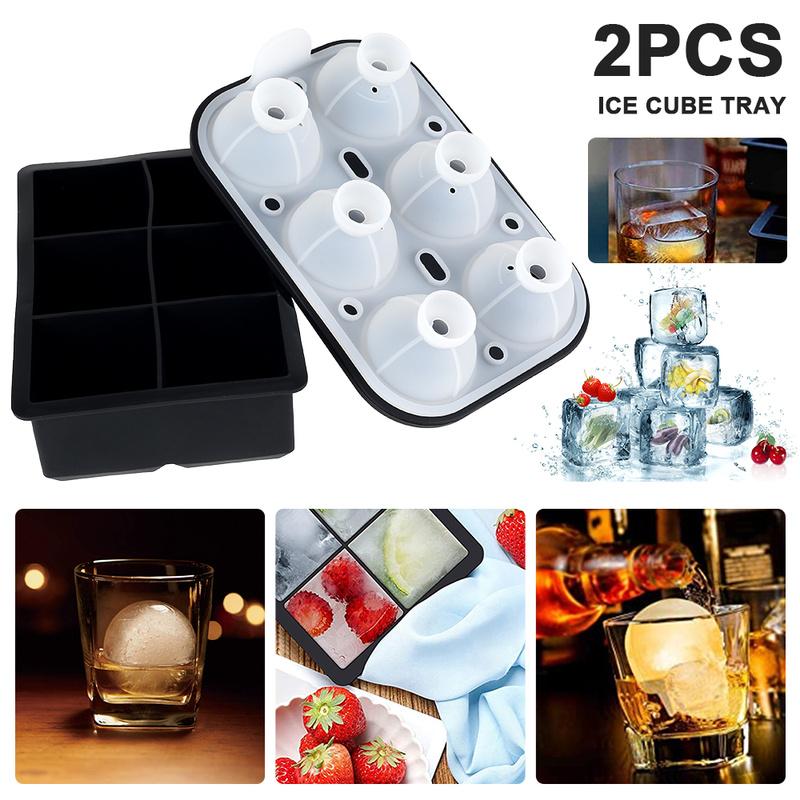 Khay đá Bóng Nhà Sản Xuất Tái Sử Dụng Hình Cầu Whiskey Vuông Vòng Khuôn Silicone tự làm làm đá hình khối vuông làm đá hình khối vuông Cho Tủ Đông Silicone làm đá hình khối vuông Mềm Tái Sử Dụng Khuôn đá viên