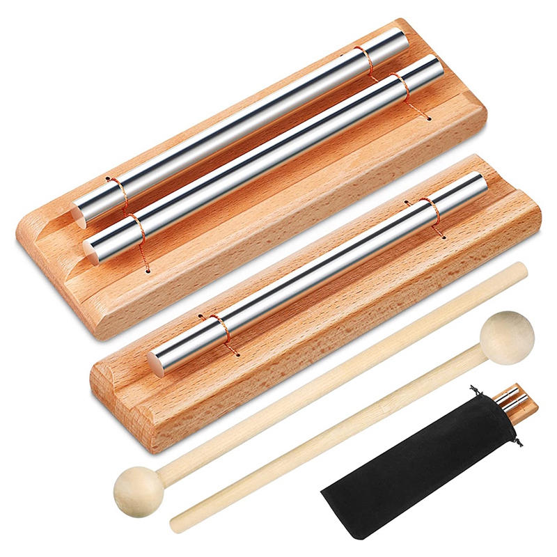 2 Pieces Chime Hand Chime 1 Tone + 2 Tone Percussion Instrument Bell Chime Hand Chime with Mallet Storage Bag Chime