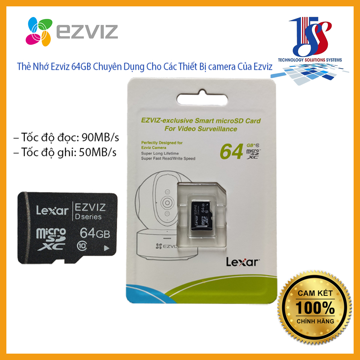 Thẻ nhớ Lexar Ezviz MicroSDXC 64GB 90MB/s bảo hành 36 tháng