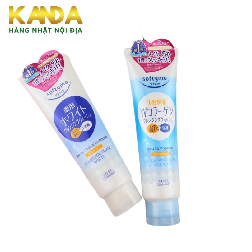 Sữa tẩy trang và rửa mặt 2in1 Collagen KOSE Softymo-dưỡng trắng, mịn da