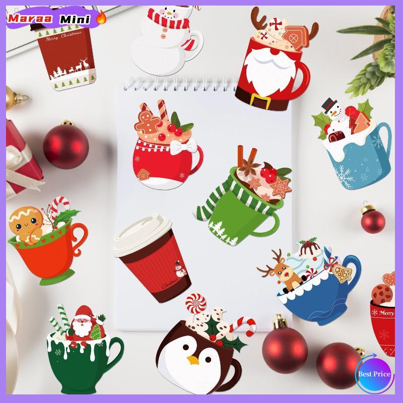 Maraa 12 Giáng sinh tách trà Lưu ý Pad đặt Santa Claus Elk chủ đề notepad lễ hội dán ghi chú Giáng sinh dính quà Tặng Máy Tính Xách Tay