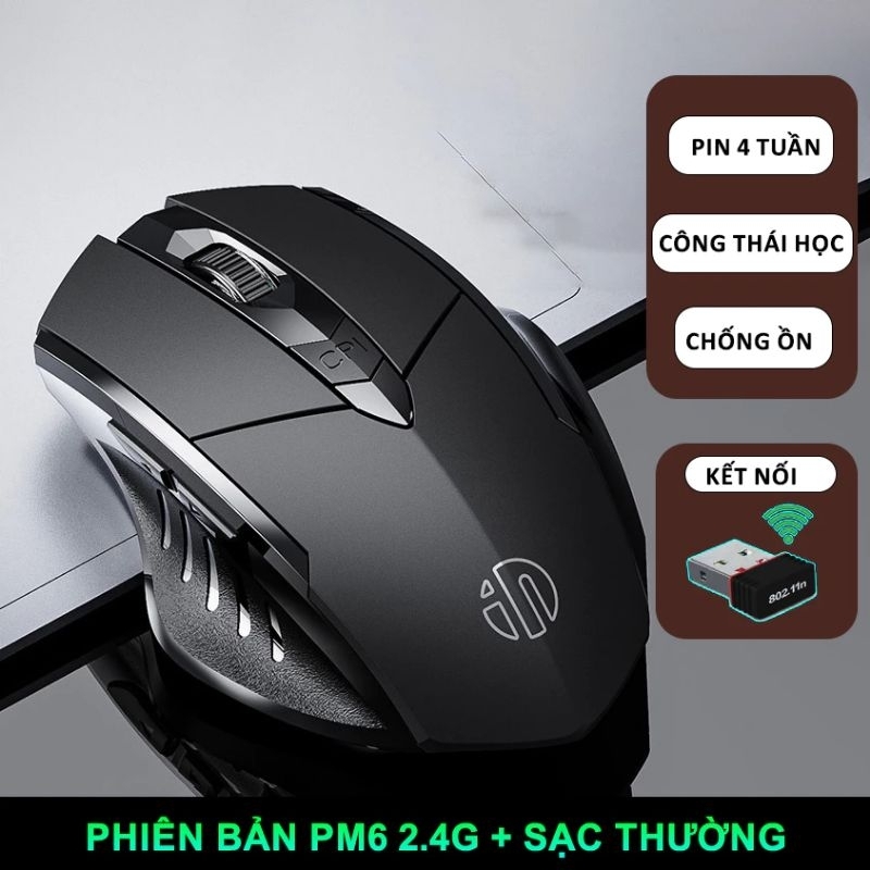 Chuột gaming không dây sạc pin TEKKIN INPHIC PM6 cho game thủ chơi game chuyên nghiệp kết nối Wireless 2.4G