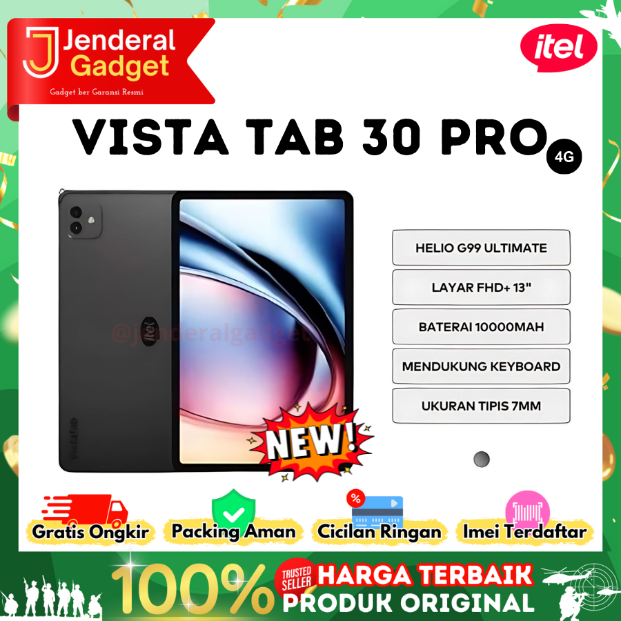 Itel Vista Tab 30 Pro 8/256GB LTE Garansi Resmi Harga  2,999,000 Ringgit*Penghantaran Percuma