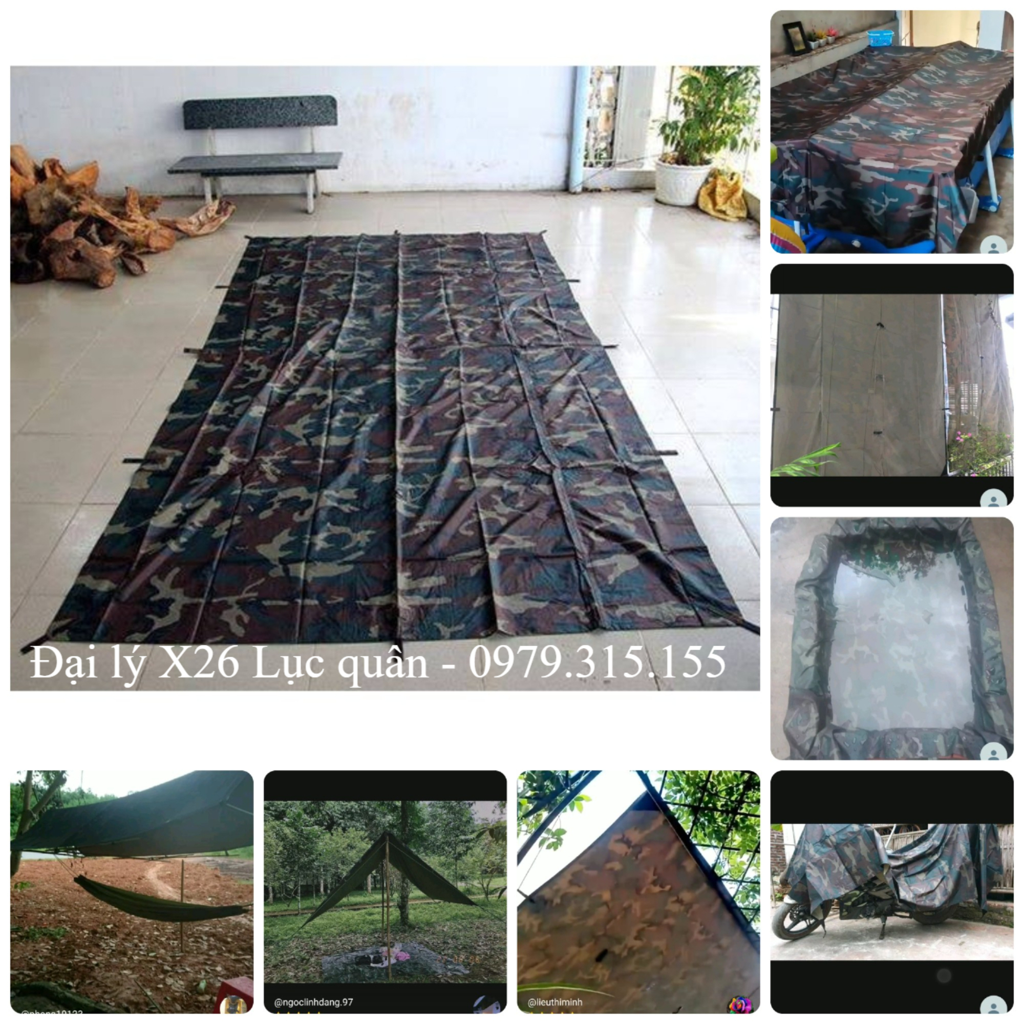 Tấm tăng bạt che mưa, che võng, dựng lều - võng - dây Tăng bạt dã ngoại, cắm trại, pinic