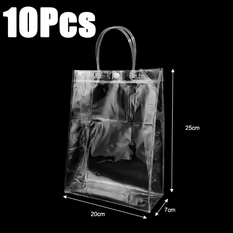 1/10Pcs PVC Transparent Gift Bags Multifunction Transparent Bags Pvc Shopping Bags Party Favors Bags Clear Plastic Gift Bags Womens Shoulder Handbag Wedding Gift Packaging Boxes with Handles