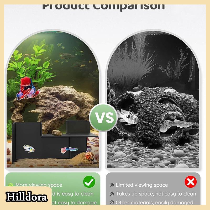 [Hilldora] ABS Aquarium Cave góc đường hầm mở rộng Non-trượt dưới bước Aquarium Tunnel thủy sản trang trí phụ kiện