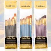 Artist Pro 10-Piece Paint Brushes Set - Wooden Handle